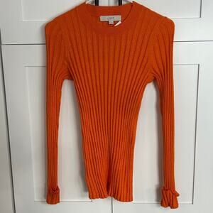 LOFT Orange Ribbed Knit Long Sleeve Top - XS - NWT